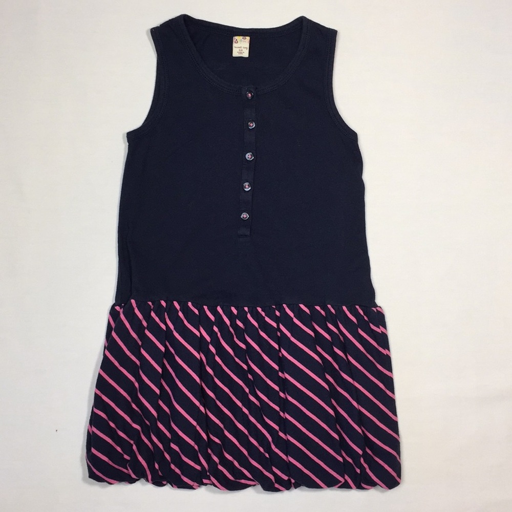 Sweet Ivy Girls Navy Pink Stripe Balloon Dress